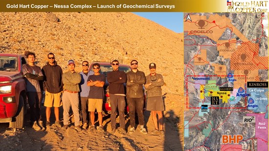 Cannot view this image? Visit: https://images.newsfilecorp.com/files/10786/291439_gold_hart_copper_-_nessa_complex_-_geochemical_survey_team_-_1_550.jpg