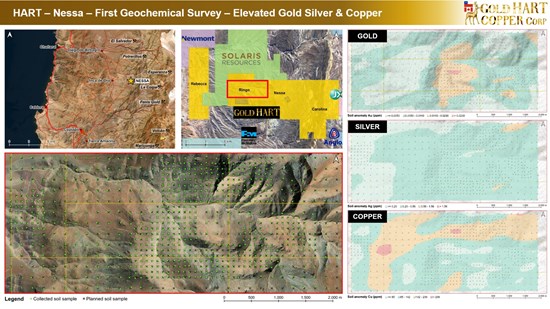 Cannot view this image? Visit: https://images.newsfilecorp.com/files/10786/311030_gold_hart_copper_-_nessa_-_gold_copper_silver_anomalies_-_2_550.jpg