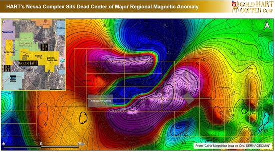 Cannot view this image? Visit: https://images.newsfilecorp.com/files/10786/311030_gold_hart_copper_-_nessa_-_regional_mag_anomaly_-_3_550.jpg