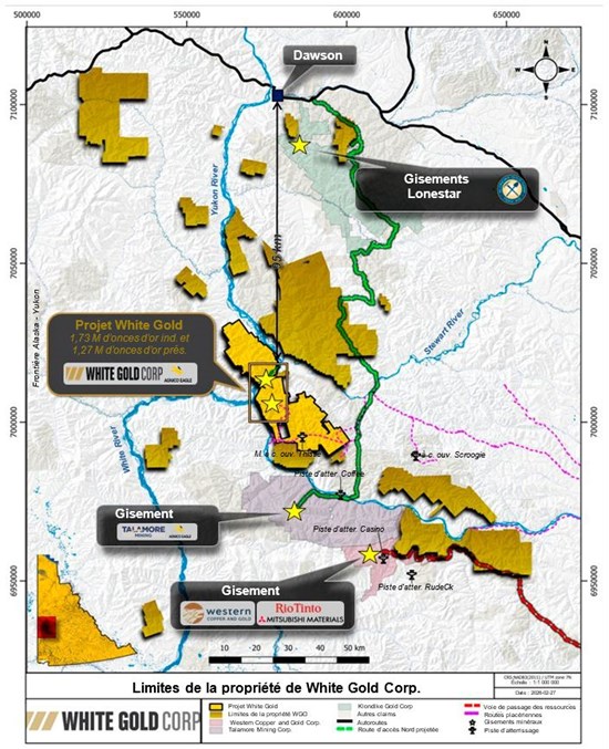 White Gold Corp. annonce une évaluation économique préliminaire positive pour le projet White Gold, au Yukon, au Canada, et une valeur actualisée nette (VAN) après impôts de 1,9 G$ CA, un taux de rendement interne (TRI) de 38 % et un délai de récupération de 1,7 an